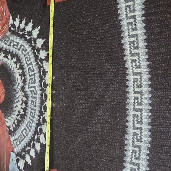 HILDA LTD. Men's XL 100% Wool Icelandic Brown and White Patterned Sweater - Picture 4 of 6